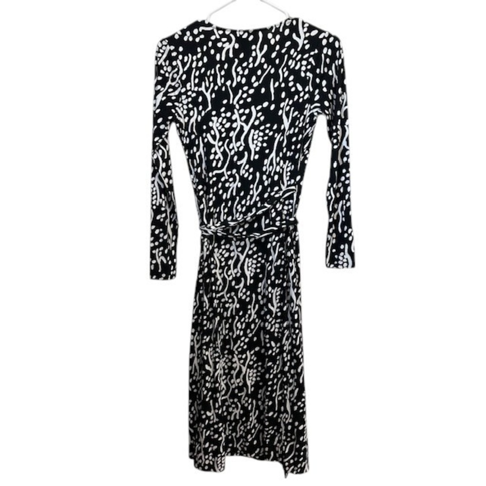 Diane Von Furstenburg (DVF) Target Wrap Dress Black White Print Midi Size XXS - Picture 6 of 15